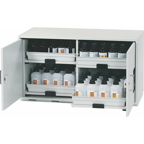 asecos Spodnja omarica za nevarne snovi za kisline in baze, 2 vrat, VxŠxG 600 x 1100 x 570 mm, 4 izvlečni deli