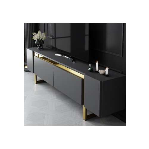 Hanah home tv polica yildiz anthracite gold Slike