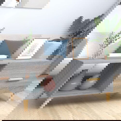 VidaXL Klubska mizica siva sonoma 89,5x50x35 cm inženirski les Slike