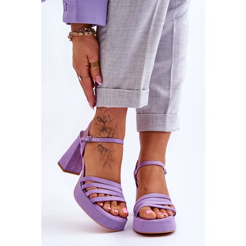 FB2 Women's Suede Platform Sandals Violet Verda Cijene