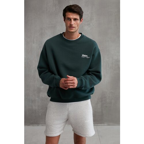 Grimelange Ernest Men&amp;#039;s Soft Fabric Oversize Fit Round Neck Printed Sweatshir Slike