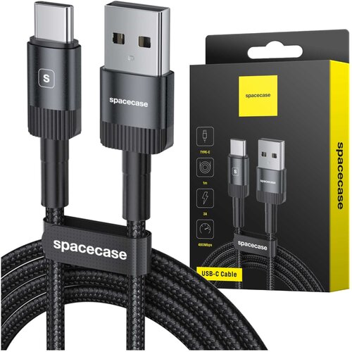 Spacecase KABEL USB-C NA USB TYPE C 1M 3A ČRN ZA HITRO POLNJENJE, (21980582) Cene