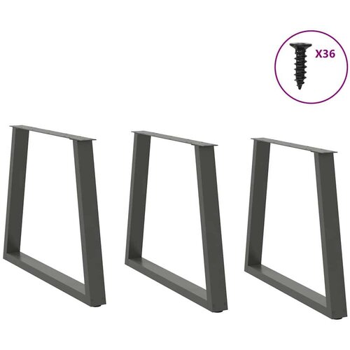  Noge blagovaonskog stola V-oblika 3 kom antracit 80x(72-73 3)cm Slike