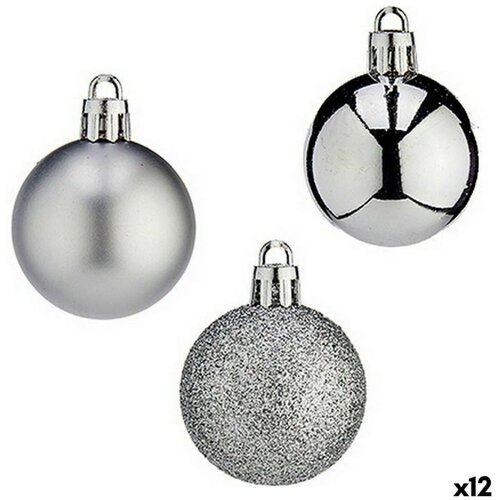  Set božićnih kuglica 4 cm Srebrna Plastika (12 kom.) Cijene