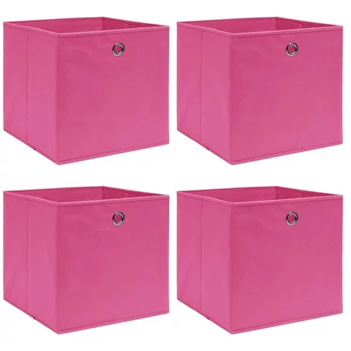  Škatle za shranjevanje 4 kosi roza 32x32x32 cm blago
