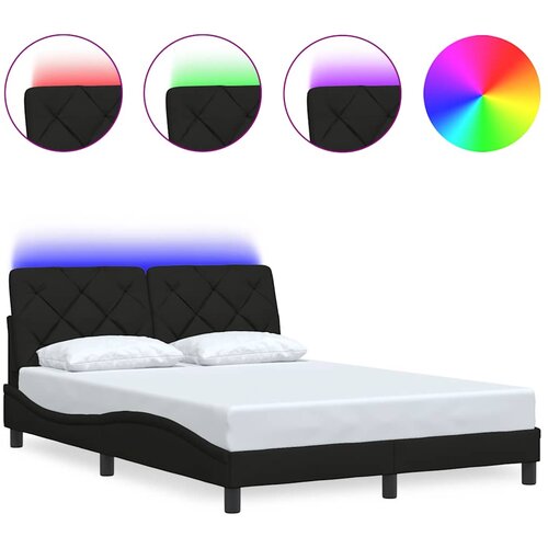 Maison Chic Posteljni okvir - Dvoposteljna postelja - Zakonska postelja z LED brez vzmetnice črn 120x200 cm blago, (21696039) Slike