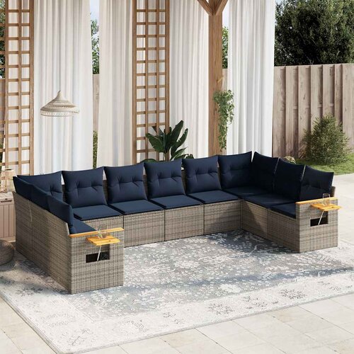  10-dijelni set vrtnih sofa od poliratana s jastucima sivi Cijene