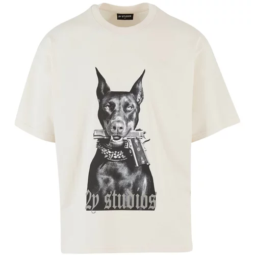 2Y Studios Majica 'Doberman' siva / crna / prljavo bijela