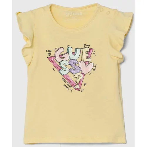Guess Kratka majica za dojenčka rumena barva