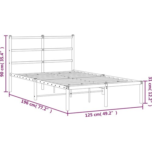  Metalni okvir za krevet s uzglavljem bijeli 120 x 190 cm Slike