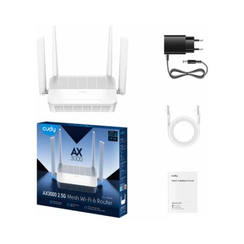 Cudy WR3000P AX3000 2.5G mesh wi-fi 6 poe router, 1.3 ghz dual-core cpu, 4-Stream dual-band wi-fi 6 Slike