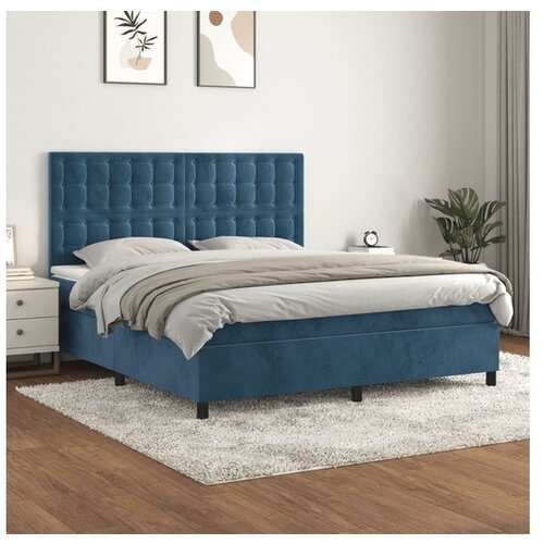 vidaXL Box spring postelja z vzmetnico temno modra 180x200 c Cene