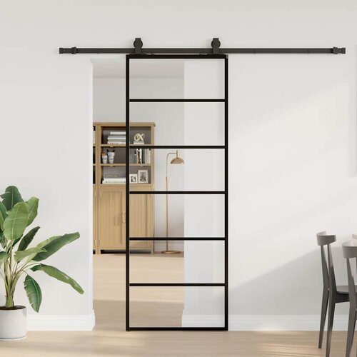 vidaXL Klizna vrata s priborom crna 76 x 205 cm od ESG stakla Cijene
