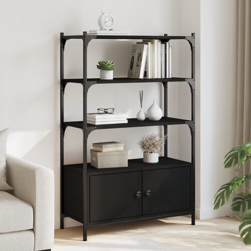  The living store knjižna omara 3-nadstropna črna 70x30x109,5 cm inženirski les - knjižna omara, (21499611) Cene