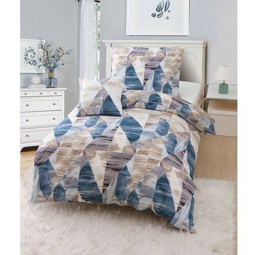 JAHU collections Modra/rjava enojna 3-delna posteljnina iz mikrosatena 140x200 cm Eden – Cene