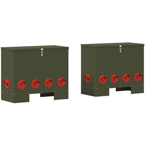 VidaXL Hranilica za piliće 2 pcs Maslinasto zelena 60.5 x 29 x 51 cm Slike
