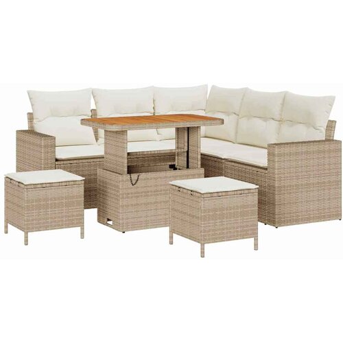 vidaXL Vrtna sedežna garnitura 8 pcs Bež poli ratan, (5000142676) Cene