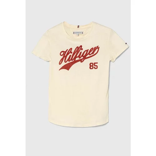 Tommy Hilfiger Otroška kratka majica bež barva