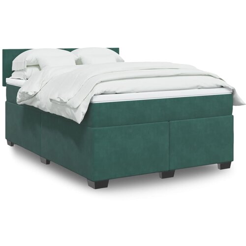 VidaXL Box spring postelja z vzmetnico temno zelena 160x200 cm žamet Slike