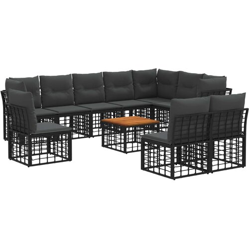  Set vanjskih sofa 11 kom. Crna i tamno siva Poliester Slike