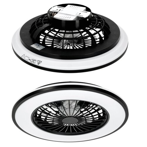  LED RGBW prigu&amp;scaron;iva stropna svetiljka sa ventilatorom VENTELUX LED/48W/230V crna + daljinski upravljač Slike