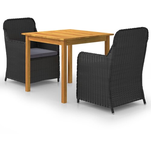  3-dijelni vrtni blagovaonski set crni Cijene