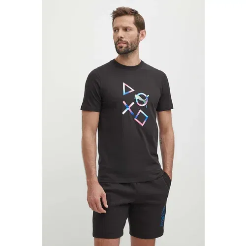 Puma Pamučna majica X PLAYSTATION za muškarce, boja: crna, s tiskom, 624676