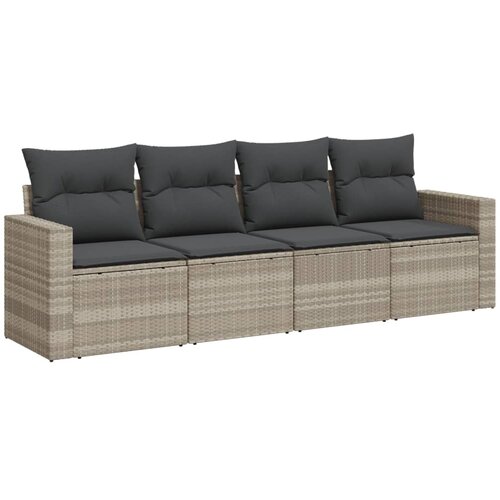 vidaXL 4-dijelni set vrtnih sofa s jastucima svijetlosivi poliratan Cene