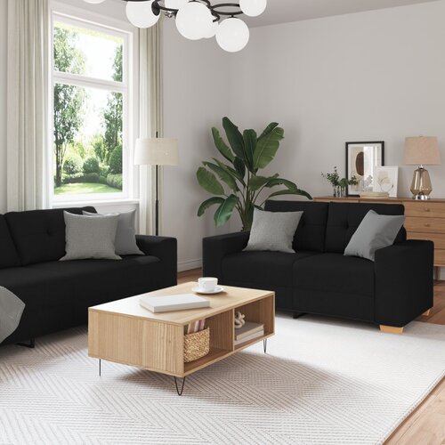 vidaXL Set 3 Črna Poliester 59 cm širina sedeža Sofa stoli Cene