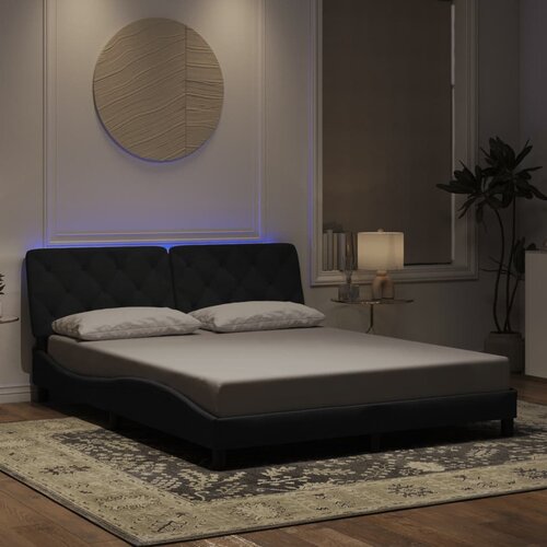  Okvir kreveta s LED-om bez madraca crni 160 x 200 cm baršunasti Cene