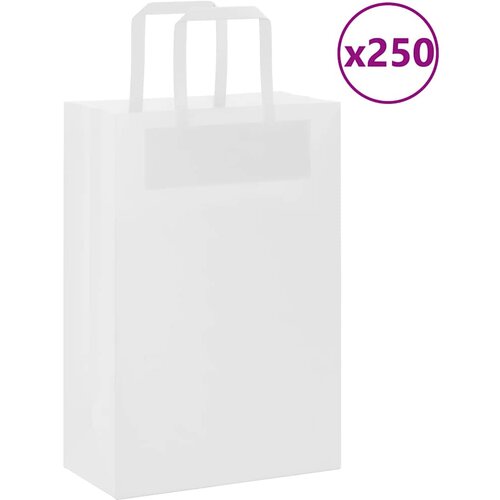 VidaXL Papirnate vrećice 250 kom s ručkama bijele 21x11x31 cm Slike