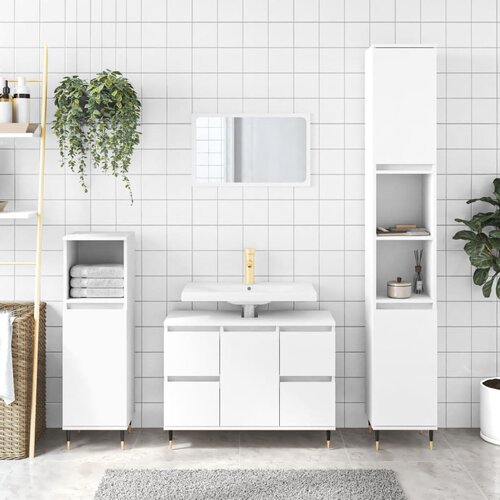 The Living Store Kopalniška omarica bela 80x33x60 cm inženirski les - Kopalniška Omarica, (21436837) Cene
