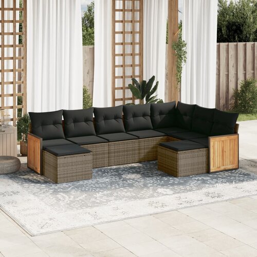 vidaXL 9-dijelni set vrtnih sofa od poliratana s jastucima sivi Cijene