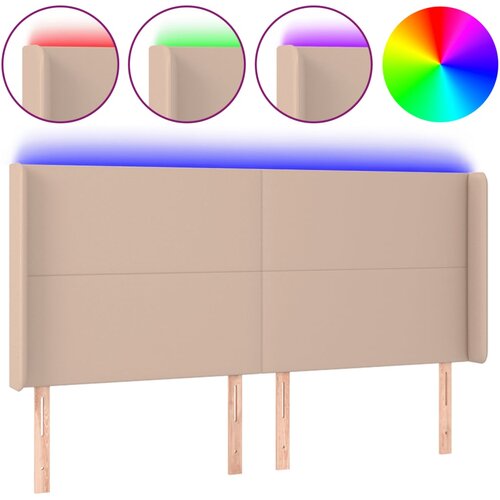  LED uzglavlje boja cappuccina 183x16x118/128cm od umjetna koža Slike