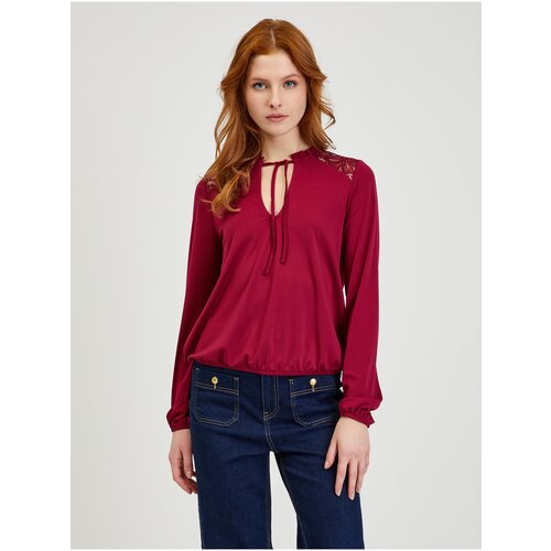 Orsay Burgundy Women&amp;#039;s Blouse with Lace - Ladies Slike