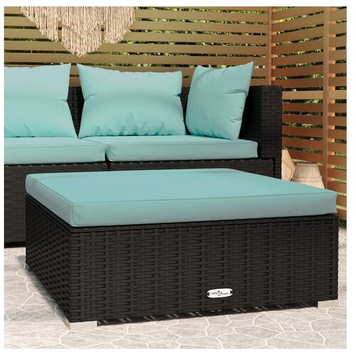  Vrtni tabure s jastukom crni 70 x 70 x 30 cm od poliratana Cene
