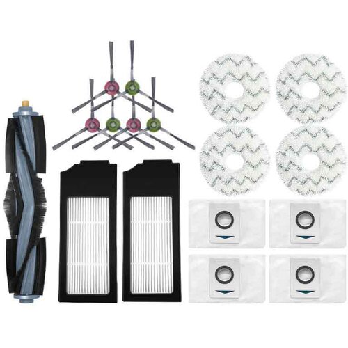 INF Vakuumski nadomestni komplet dodatkov za Ecovacs X1 Omni/Turbo, 1 glavna krtača, 4 vrečke za prah, 2 filtra HEPA, 4 robčki, 6 stranskih krtač, (21542165) Slike
