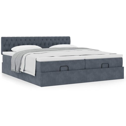 VidaXL Otomanski posteljni okvir z vzmetnicami siv 200x200cm žamet Slike