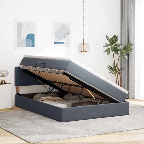  Krevet s od storage s madracem Tamno siva 140 x 200 cm Bar&amp;scaron;un Slike