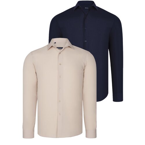 Dewberry DUAL SET G726 MENS SHIRTS-NAVY BLUE-BEIGE Slike