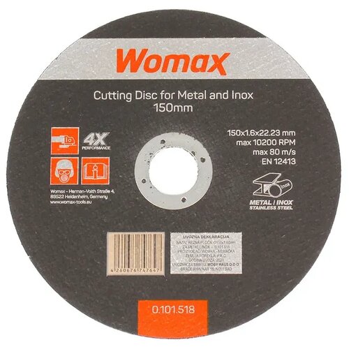 Womax Rezna ploča za metal i inox 150 x 1,6 x 22,23mm Cene
