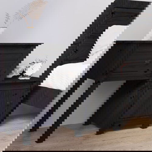 VidaXL Noćni ormarić crni 79,5 x 38 x 65,5 cm od masivne borovine Slike