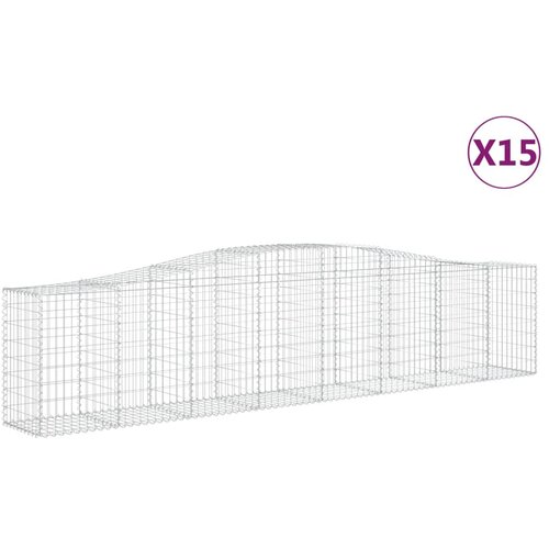 vidaXL Obokane gabion košare 15 kosov 400x50x80/100 cm cinkano železo, (20757848) Cene