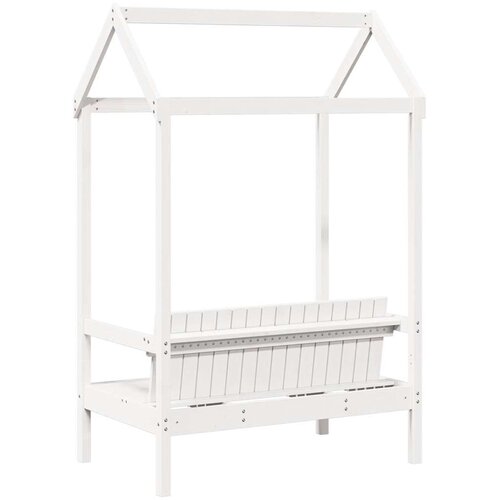  Klupa s krovom bijela 117,5 x 70 x 176,5 cm od masivne borovine Slike