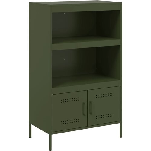 Maison Chic Visoka omara - Komoda - Predalnik olivno zelena 68x39x113 cm jeklo, (21721094) Cene