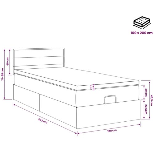  Podesivi krevet s madracem Sivosmeđa 100 x 200 cm Tkanina - Sivosmeđa 100 x 200 cm Dizajn linija Slike