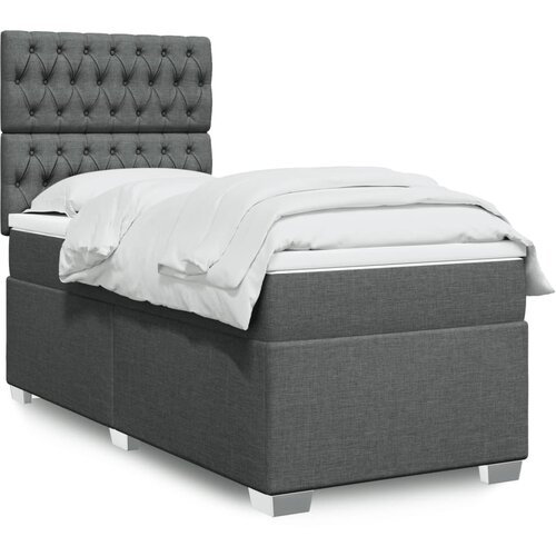 vidaXL Box spring postelja z vzmetnico temno siva 90x200 cm blago Cene