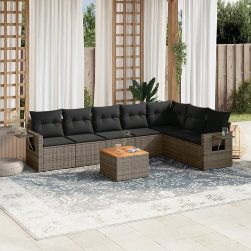 vidaXL 8-dijelni set vrtnih sofa od poliratana s jastucima sivi Cijene