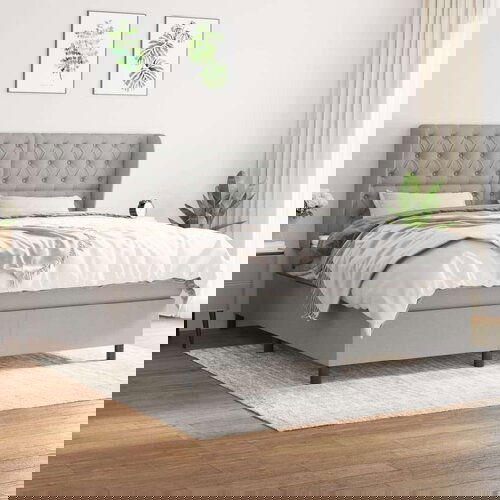  Box spring postelja z vzmetnico svetlo siva 160x200 cm žamet, (20788983) Slike