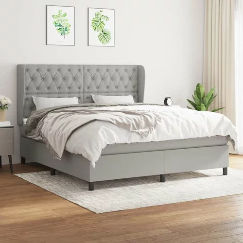  Box spring postelja z vzmetnico svetlo siva 160x200 cm žamet, (20788983)